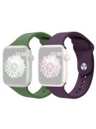 2Pcs Size M / L AW Silicone Strap for Apple Watch Series 10 42mm / 9 8 7 41mm / SE (2023) SE (2022) SE 6 5 4 40mm / 3 2 1 38mm Adjustable Watch Band - Army Green+Violet