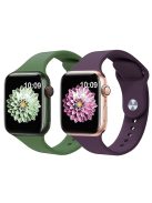 2Pcs Size M / L AW Silicone Strap for Apple Watch Series 10 42mm / 9 8 7 41mm / SE (2023) SE (2022) SE 6 5 4 40mm / 3 2 1 38mm Adjustable Watch Band - Army Green+Violet