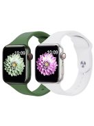 2Pcs Size M / L AW Silicone Strap for Apple Watch Series 10 42mm / 9 8 7 41mm / SE (2023) SE (2022) SE 6 5 4 40mm / 3 2 1 38mm Adjustable Watch Band - Army Green+White