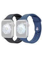 2Pcs Size M / L AW Silicone Strap for Apple Watch Series 10 42mm / 9 8 7 41mm / SE (2023) SE (2022) SE 6 5 4 40mm / 3 2 1 38mm Adjustable Watch Band - Black+Blue