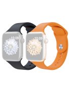 2Pcs Size M / L AW Silicone Strap for Apple Watch Series 10 42mm / 9 8 7 41mm / SE (2023) SE (2022) SE 6 5 4 40mm / 3 2 1 38mm Adjustable Watch Band - Black+Orange