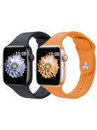 2Pcs Size M / L AW Silicone Strap for Apple Watch Series 10 42mm / 9 8 7 41mm / SE (2023) SE (2022) SE 6 5 4 40mm / 3 2 1 38mm Adjustable Watch Band - Black+Orange