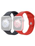 2Pcs Size M / L AW Silicone Strap for Apple Watch Series 10 42mm / 9 8 7 41mm / SE (2023) SE (2022) SE 6 5 4 40mm / 3 2 1 38mm Adjustable Watch Band - Black+Red