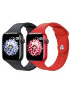 2Pcs Size M / L AW Silicone Strap for Apple Watch Series 10 42mm / 9 8 7 41mm / SE (2023) SE (2022) SE 6 5 4 40mm / 3 2 1 38mm Adjustable Watch Band - Black+Red