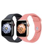 2Pcs Size M / L AW Silicone Strap for Apple Watch Series 10 42mm / 9 8 7 41mm / SE (2023) SE (2022) SE 6 5 4 40mm / 3 2 1 38mm Adjustable Watch Band - Black+Watermelon Red