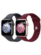 2Pcs Size M / L AW Silicone Strap for Apple Watch Series 10 42mm / 9 8 7 41mm / SE (2023) SE (2022) SE 6 5 4 40mm / 3 2 1 38mm Adjustable Watch Band - Black+Wine Red