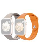 2Pcs Size M / L AW Silicone Strap for Apple Watch Series 10 42mm / 9 8 7 41mm / SE (2023) SE (2022) SE 6 5 4 40mm / 3 2 1 38mm Adjustable Watch Band - Dark Grey+Orange