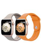 2Pcs Size M / L AW Silicone Strap for Apple Watch Series 10 42mm / 9 8 7 41mm / SE (2023) SE (2022) SE 6 5 4 40mm / 3 2 1 38mm Adjustable Watch Band - Dark Grey+Orange