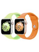 2Pcs Size M / L AW Silicone Strap for Apple Watch Series 10 42mm / 9 8 7 41mm / SE (2023) SE (2022) SE 6 5 4 40mm / 3 2 1 38mm Adjustable Watch Band - Green+Orange