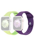 2Pcs Size M / L AW Silicone Strap for Apple Watch Series 10 42mm / 9 8 7 41mm / SE (2023) SE (2022) SE 6 5 4 40mm / 3 2 1 38mm Adjustable Watch Band - Green+Purple