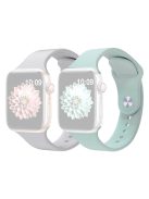 2Pcs Size M / L AW Silicone Strap for Apple Watch Series 10 42mm / 9 8 7 41mm / SE (2023) SE (2022) SE 6 5 4 40mm / 3 2 1 38mm Adjustable Watch Band - Light Grey+Baby Blue