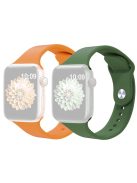 2Pcs Size M / L AW Silicone Strap for Apple Watch Series 10 42mm / 9 8 7 41mm / SE (2023) SE (2022) SE 6 5 4 40mm / 3 2 1 38mm Adjustable Watch Band - Orange+Army Green