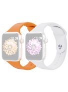 2Pcs Size M / L AW Silicone Strap for Apple Watch Series 10 42mm / 9 8 7 41mm / SE (2023) SE (2022) SE 6 5 4 40mm / 3 2 1 38mm Adjustable Watch Band - Orange+White