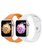 2Pcs Size M / L AW Silicone Strap for Apple Watch Series 10 42mm / 9 8 7 41mm / SE (2023) SE (2022) SE 6 5 4 40mm / 3 2 1 38mm Adjustable Watch Band - Orange+White