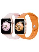 2Pcs Size M / L AW Silicone Strap for Apple Watch Series 10 42mm / 9 8 7 41mm / SE (2023) SE (2022) SE 6 5 4 40mm / 3 2 1 38mm Adjustable Watch Band - Pink+Orange