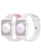 2Pcs Size M / L AW Silicone Strap for Apple Watch Series 10 42mm / 9 8 7 41mm / SE (2023) SE (2022) SE 6 5 4 40mm / 3 2 1 38mm Adjustable Watch Band - Pink+White