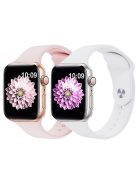 2Pcs Size M / L AW Silicone Strap for Apple Watch Series 10 42mm / 9 8 7 41mm / SE (2023) SE (2022) SE 6 5 4 40mm / 3 2 1 38mm Adjustable Watch Band - Pink+White