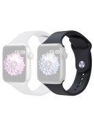 2Pcs Size M / L AW Silicone Strap for Apple Watch Series 10 42mm / 9 8 7 41mm / SE (2023) SE (2022) SE 6 5 4 40mm / 3 2 1 38mm Adjustable Watch Band - White+Black