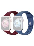 2Pcs Size M / L AW Silicone Strap for Apple Watch Series 10 42mm / 9 8 7 41mm / SE (2023) SE (2022) SE 6 5 4 40mm / 3 2 1 38mm Adjustable Watch Band - Wine Red+Blue