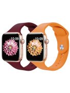 2Pcs Size M / L AW Silicone Strap for Apple Watch Series 10 42mm / 9 8 7 41mm / SE (2023) SE (2022) SE 6 5 4 40mm / 3 2 1 38mm Adjustable Watch Band - Wine Red+Orange