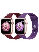 2Pcs Size M / L AW Silicone Strap for Apple Watch Series 10 42mm / 9 8 7 41mm / SE (2023) SE (2022) SE 6 5 4 40mm / 3 2 1 38mm Adjustable Watch Band - Wine Red+Purple