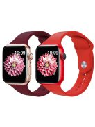 2Pcs Size M / L AW Silicone Strap for Apple Watch Series 10 42mm / 9 8 7 41mm / SE (2023) SE (2022) SE 6 5 4 40mm / 3 2 1 38mm Adjustable Watch Band - Wine Red+Red