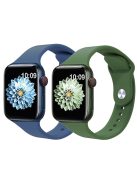 2Pcs Size M / L AW Watch Band for Apple Watch Series 10 42mm / 9 8 7 41mm / SE (2023) SE (2022) SE 6 5 4 40mm / 3 2 1 38mm Silicone Wrist Strap - Blue+Army Green