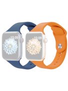 2Pcs Size M / L AW Watch Band for Apple Watch Series 10 42mm / 9 8 7 41mm / SE (2023) SE (2022) SE 6 5 4 40mm / 3 2 1 38mm Silicone Wrist Strap - Blue+Orange