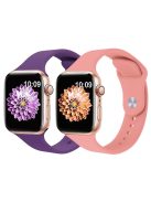 2Pcs Size M / L AW Watch Band for Apple Watch Series 10 42mm / 9 8 7 41mm / SE (2023) SE (2022) SE 6 5 4 40mm / 3 2 1 38mm Silicone Wrist Strap - Purple+Watermelon Red