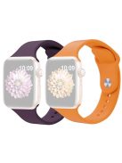 2Pcs Size M / L AW Watch Band for Apple Watch Series 10 42mm / 9 8 7 41mm / SE (2023) SE (2022) SE 6 5 4 40mm / 3 2 1 38mm Silicone Wrist Strap - Violet+Orange