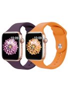 2Pcs Size M / L AW Watch Band for Apple Watch Series 10 42mm / 9 8 7 41mm / SE (2023) SE (2022) SE 6 5 4 40mm / 3 2 1 38mm Silicone Wrist Strap - Violet+Orange