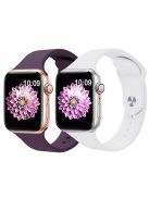 2Pcs Size M / L AW Watch Band for Apple Watch Series 10 42mm / 9 8 7 41mm / SE (2023) SE (2022) SE 6 5 4 40mm / 3 2 1 38mm Silicone Wrist Strap - Violet+White