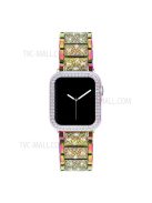 3 Beads Rhinestone Decor Replacement Watch Strap + Anti-Drop Double Row Rhinestone PC Watch Case Cover for Apple Watch Series 1 / 2 / 3 38mm - Multi-Color