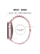 3 Rows Rhinestone Decor 5 Beads Stainless Steel Watchband Wrist Strap + PC Watch Case Protective Cover for Apple Watch Series 6/5/4/SE 40mm - Rose Pink/Rose/Rose Pink