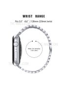 3 Rows Rhinestone Decor 5 Beads Stainless Steel Watchband Wrist Strap + PC Watch Case Protective Cover for Apple Watch Series 6/5/4/SE 40mm - Silver/Transparent/Silver