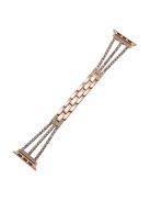 3 Rows Rhinestone Watch Strap for Apple Watch Series 10 42mm / 9 8 7 41mm / SE (2023) SE (2022) SE 6 5 4 40mm / 3 2 1 38mm Zinc Alloy Band - Rose Gold