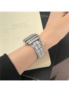 3-bead Strap for Apple Watch Series 10 46mm / Ultra 2 Ultra 49mm / Series 9 8 7 45mm / SE (2023) SE (2022) SE 6 5 4 44mm / 3 2 1 42mm - Silver+Rhinestone