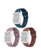 3Pcs Silicone Watch Bands for Apple Watch Series 10 42mm / 9 8 7 41mm / SE (2023) SE (2022) SE 6 5 4 40mm / 3 2 1 38mm Waterproof Sport Strap - Dark Blue+Purple+Pale Mauve