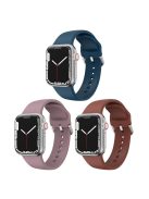 3Pcs Silicone Watch Bands for Apple Watch Series 10 42mm / 9 8 7 41mm / SE (2023) SE (2022) SE 6 5 4 40mm / 3 2 1 38mm Waterproof Sport Strap - Dark Blue+Purple+Pale Mauve