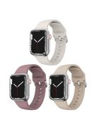 3Pcs Silicone Watch Bands for Apple Watch Series 10 42mm / 9 8 7 41mm / SE (2023) SE (2022) SE 6 5 4 40mm / 3 2 1 38mm Waterproof Sport Strap - Starlight+Purple+Milk Tea