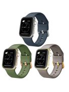 3Pcs Silicone Watch Bands for Apple Watch Series 10 42mm / 9 8 7 41mm / SE (2023) SE (2022) SE 6 5 4 40mm / 3 2 1 38mm Waterproof Sport Strap - Violet Grey+Green+Rock Grey