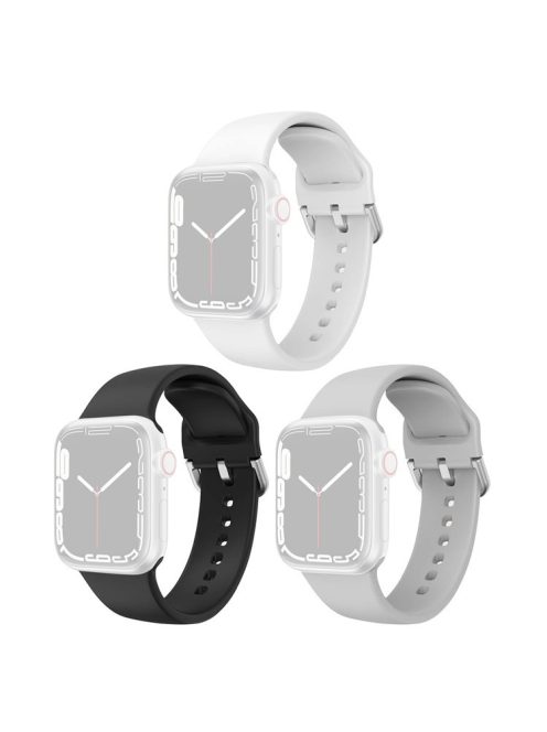 3Pcs Silicone Watch Bands for Apple Watch Series 10 42mm / 9 8 7 41mm / SE (2023) SE (2022) SE 6 5 4 40mm / 3 2 1 38mm Waterproof Sport Strap - White+Black+Light Grey