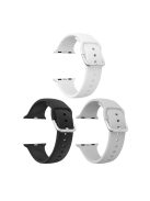 3Pcs Silicone Watch Bands for Apple Watch Series 10 42mm / 9 8 7 41mm / SE (2023) SE (2022) SE 6 5 4 40mm / 3 2 1 38mm Waterproof Sport Strap - White+Black+Light Grey