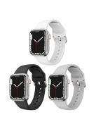 3Pcs Silicone Watch Bands for Apple Watch Series 10 42mm / 9 8 7 41mm / SE (2023) SE (2022) SE 6 5 4 40mm / 3 2 1 38mm Waterproof Sport Strap - White+Black+Light Grey