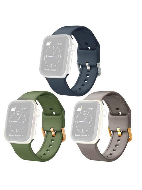 3Pcs Watch Band for Apple Watch Ultra 49mm Soft Silicone Strap Replacement - Violet Grey+Green+Rock Grey