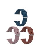 3Pcs Watch Strap for Apple Watch Series 10 46mm / Ultra 2 Ultra 49mm /  Series 9 8 7 45mm / 6 5 4 SE (2023) SE (2022) SE 44mm / 3 2 1 42mm Soft Silicone Bands - Dark Blue+Purple+Pale Mauve