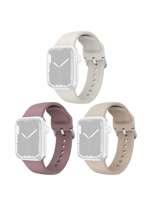 3Pcs Watch Strap for Apple Watch Series 10 46mm / Ultra 2 Ultra 49mm /  Series 9 8 7 45mm / 6 5 4 SE (2023) SE (2022) SE 44mm / 3 2 1 42mm Soft Silicone Bands - Starlight+Purple+Milk Tea