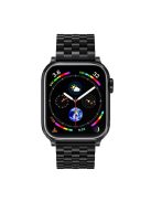 5-Bead Metal Strap for Apple Watch 10 46mm / Ultra 2 / Ultra 49mm / 9 8 7 45mm / SE (2023) SE (2022) SE 6 5 4 44mm / 3 2 1 42mm Wrist Band - Black