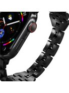 5-Bead Metal Strap for Apple Watch 10 46mm / Ultra 2 / Ultra 49mm / 9 8 7 45mm / SE (2023) SE (2022) SE 6 5 4 44mm / 3 2 1 42mm Wrist Band - Black