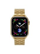 5-Bead Metal Strap for Apple Watch 10 46mm / Ultra 2 / Ultra 49mm / 9 8 7 45mm / SE (2023) SE (2022) SE 6 5 4 44mm / 3 2 1 42mm Wrist Band - Gold